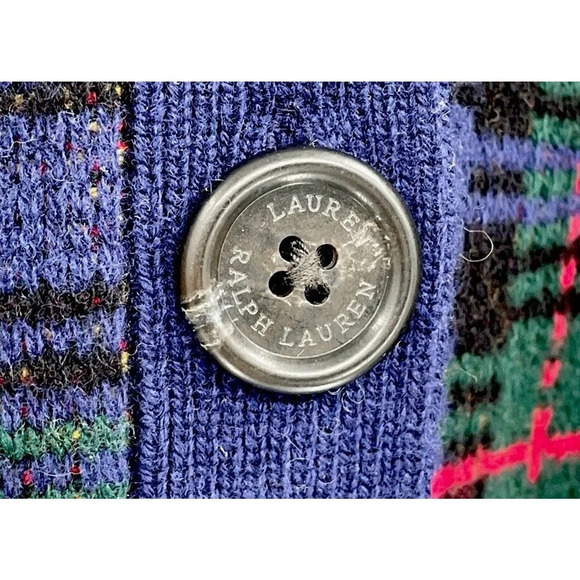 Lauren Ralph Lauren Women's Tarten Plaid 100% Wool Cardigan Sweater Size Medium - Picture 11 of 12